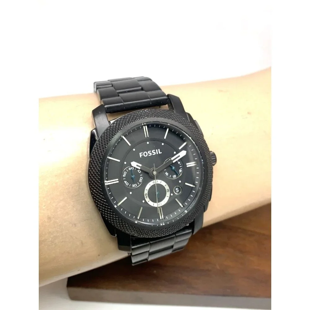Fossil Men's Watch FS4552 Quartz Chronograph Black Dial Stainless Steel 45mm
